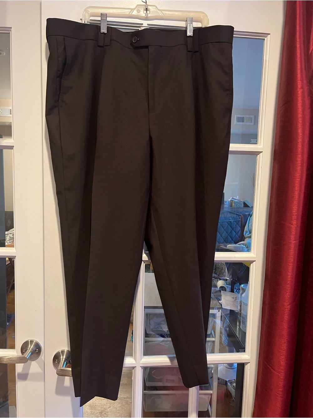 Veronesi italian wool Men's Tailored Brown Dress Pants - Classic Formal Trousers